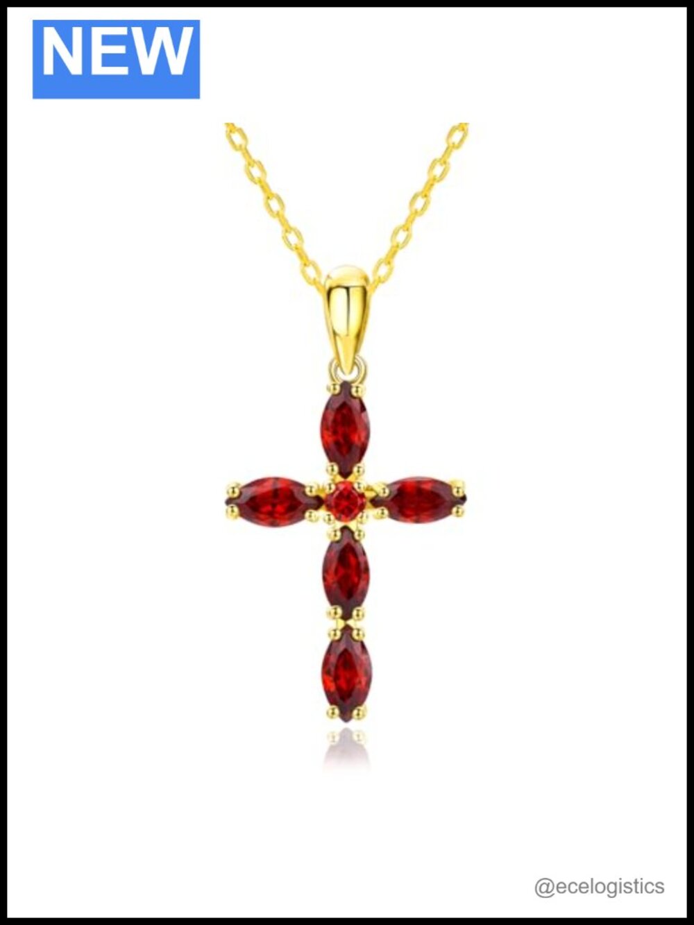 14K Gold Plated Birthstone Cross Pendant Necklace 925 Sterling Silver